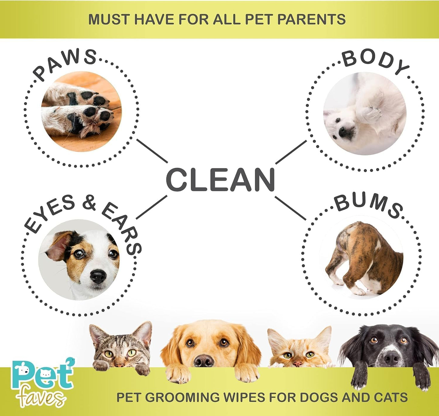 Multi pack eco friendly durable dog wipes for cleaning sensitive skin between baths.