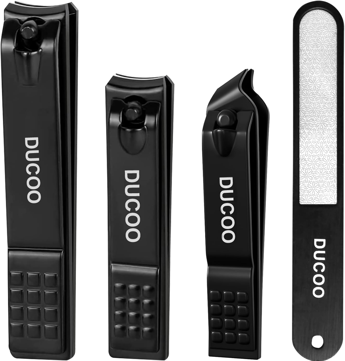 Ducoo nail clipper set front view black stainless steel