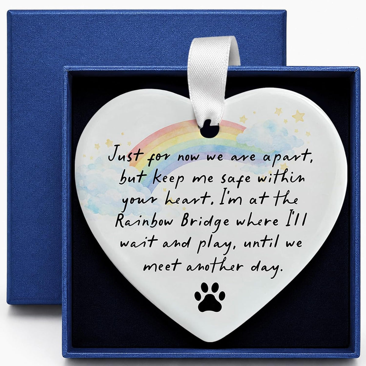 OFlyDesigns Pet Memorial Ceramic Heart Keepsake,When Tomorrow Starts Without Me Remembrance Ornament for Dog or Cat, Loving Memory Sympathy Decor with Gift Box, Pet Loss Bereavement Hanging Heart - Image 11
