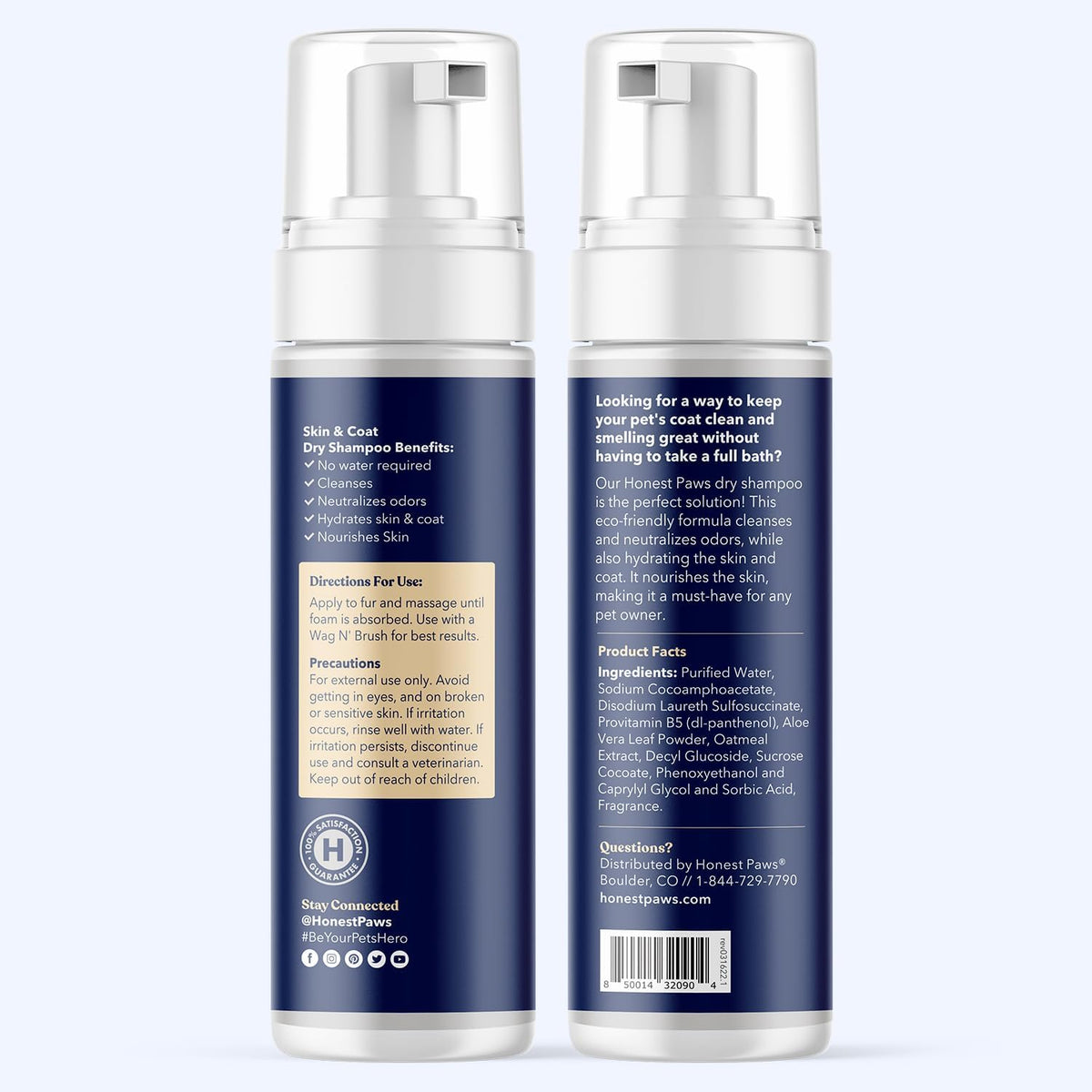 Imported USA grooming formula Honest Paws dry bath shampoo for sensitive canine skin