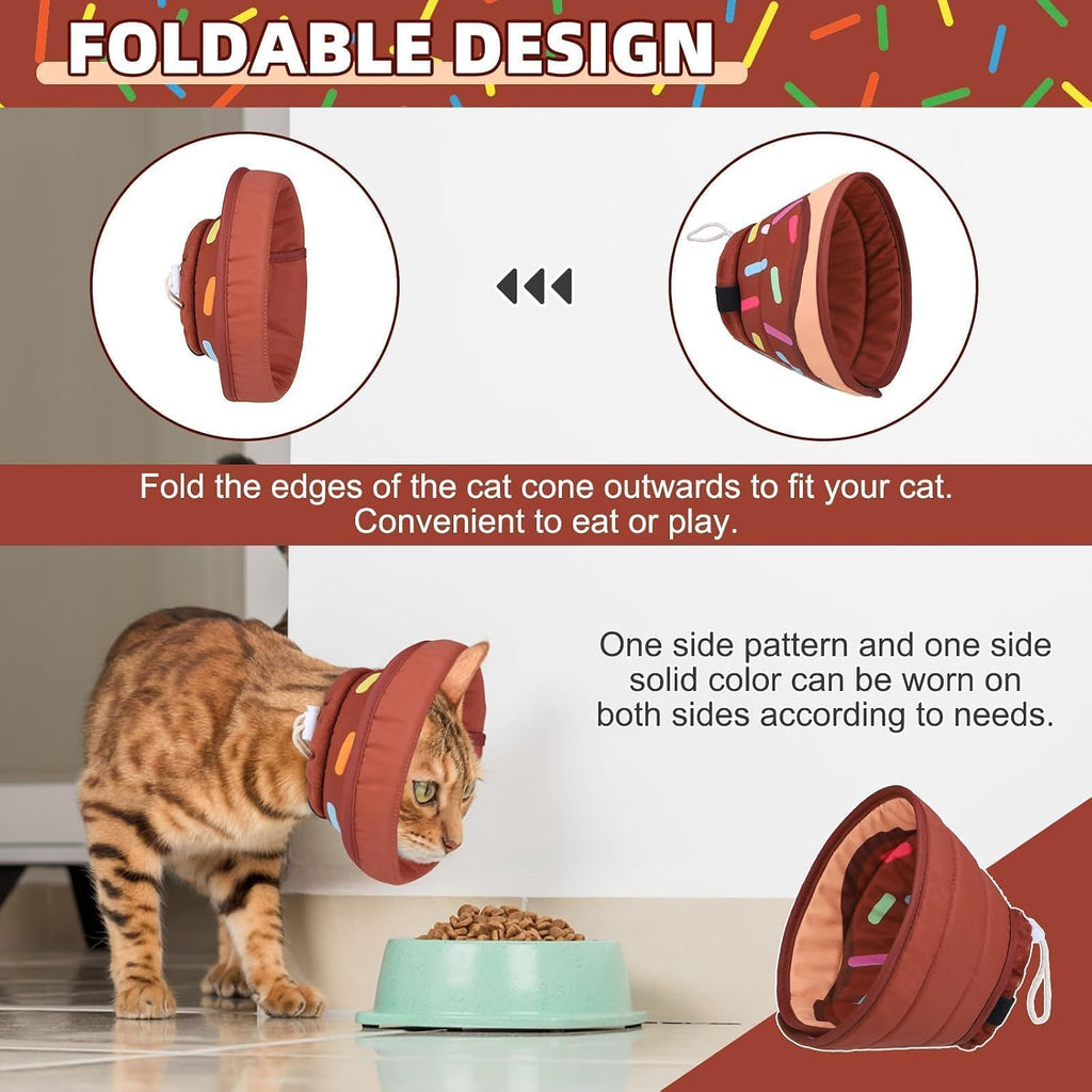 KOOLTAIL Cat Cone Collar Soft, Adjustable Cat Cones to Stop Licking, Foldable Donut Water Resistant Pet Recovery Neck E Collars After Surgery, Kitten Elizabethan Collar for Small to Large Cats,Brown M - Image 9