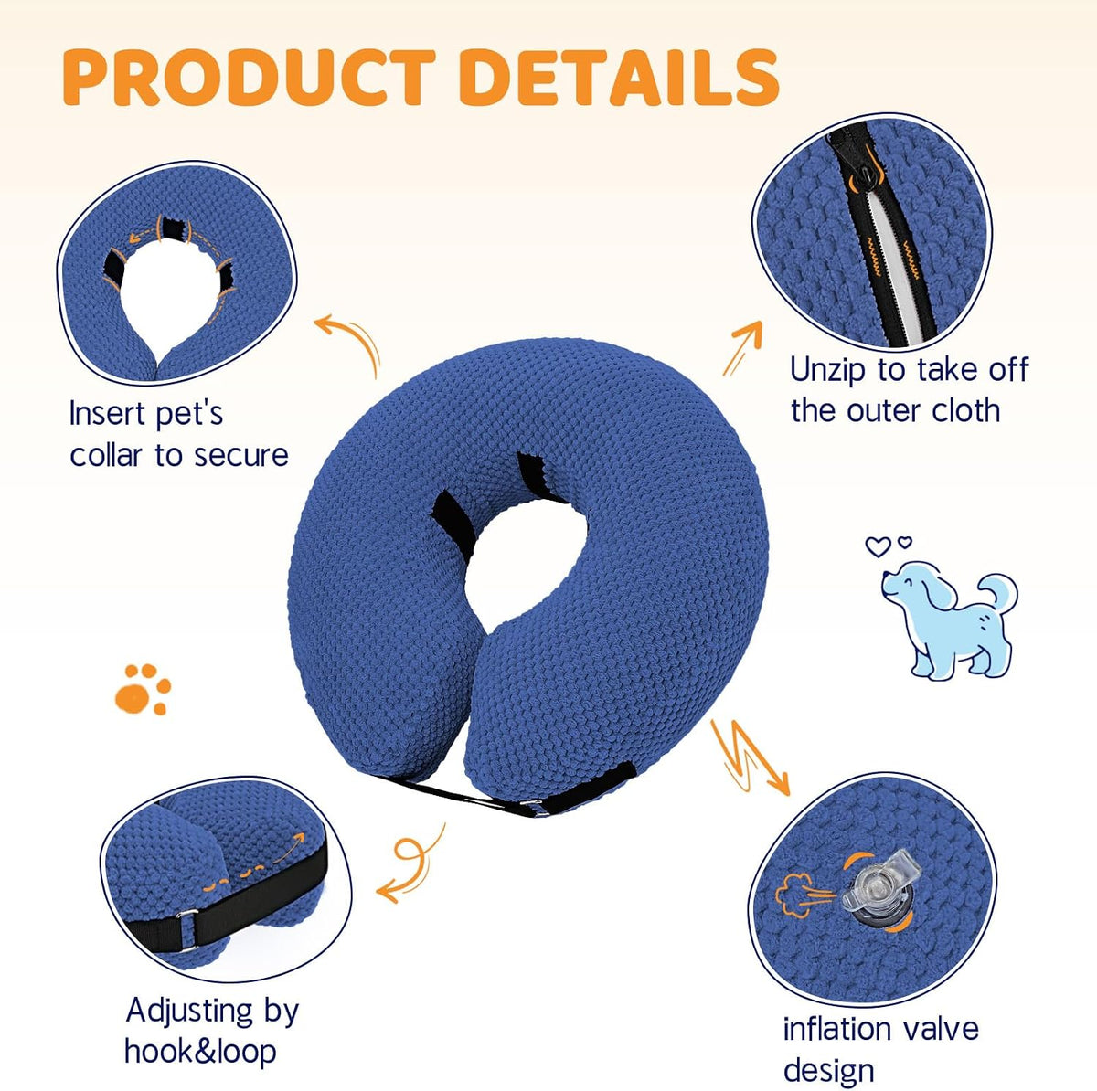 Water resistant zippered outer layer of the blue supet recovery donut