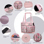 Detail of Johomviin dog purse pockets and floral pattern