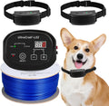 UltraCrab basic in ground pet fence front view showing transmitter box and two dog collars