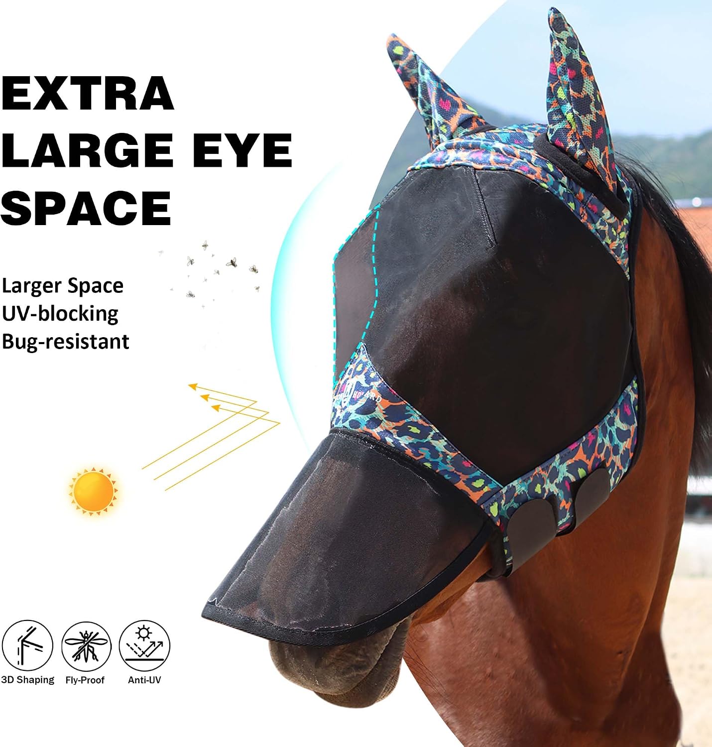 Harrison Howard fly mask side profile showing long nose
