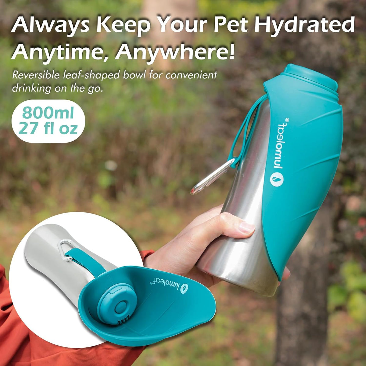 LumoLeaf outdoor dog water dispenser with wide mouth for ice cubes