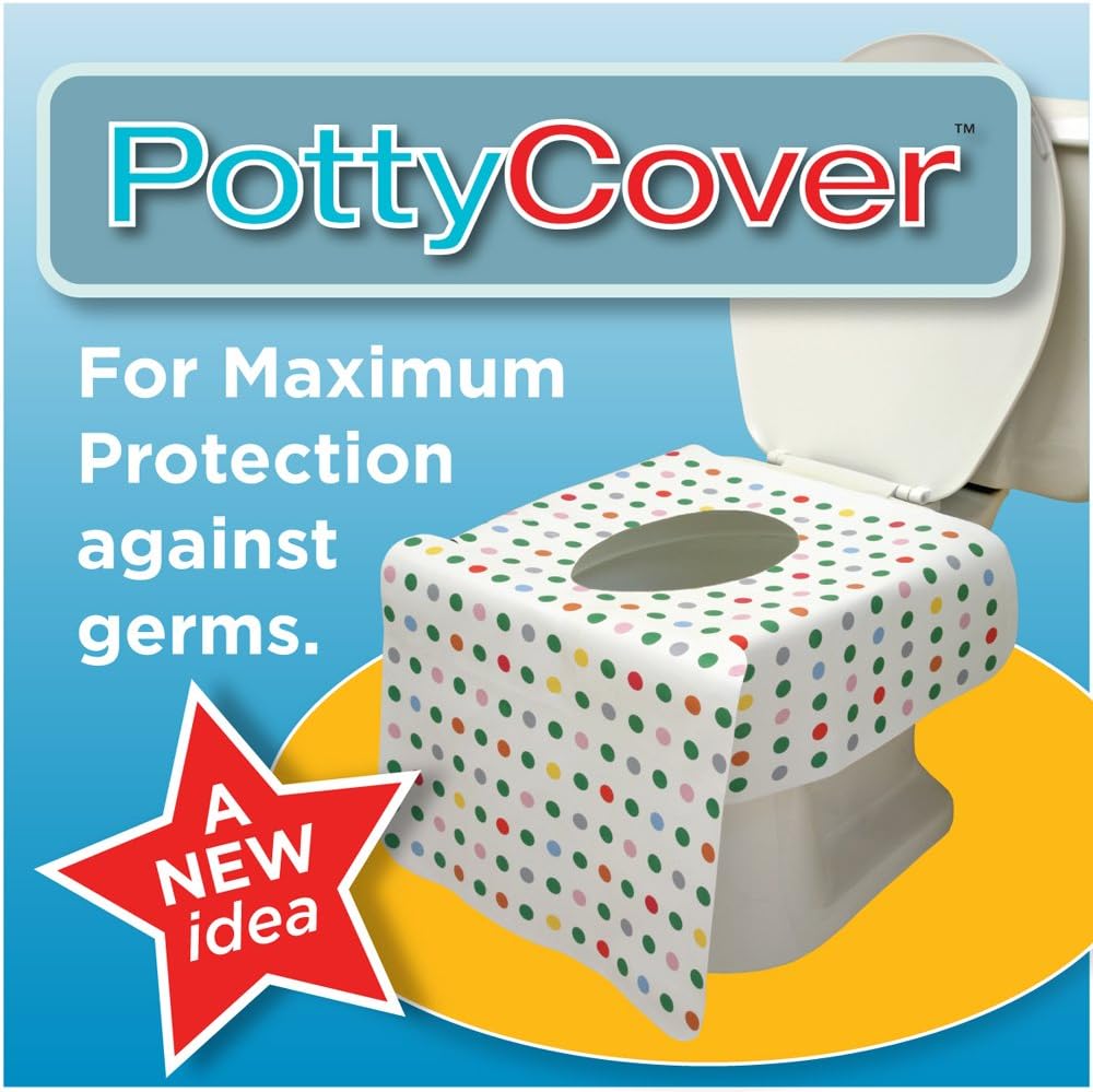 PottyCover disposable toilet seat covers front view of the packaging bag showing six count details.