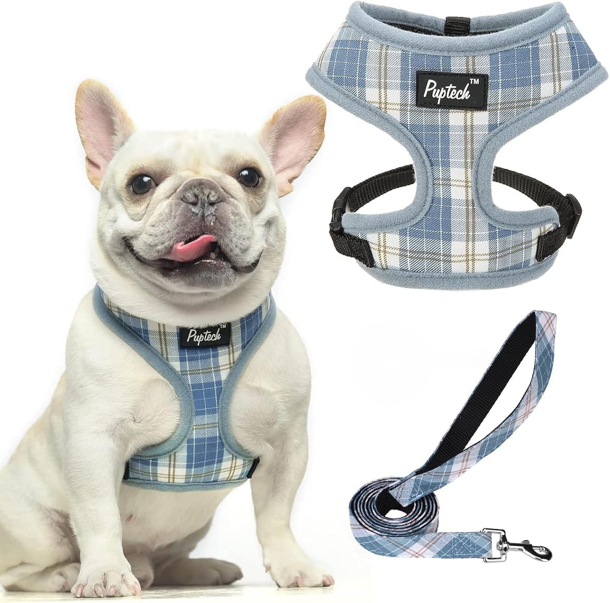 PUPTECK Soft Mesh Dog Harness Small Sized and Leash Set Pet Puppy Cat Comfort Padded Vest No Pull Harnesses, Beige, S - Image 9