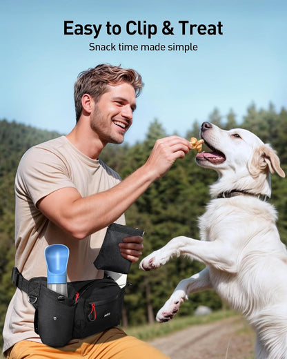 AGPTEK dog training treat pouch showcasing the detachable inner snack pocket being removed for easy cleaning.