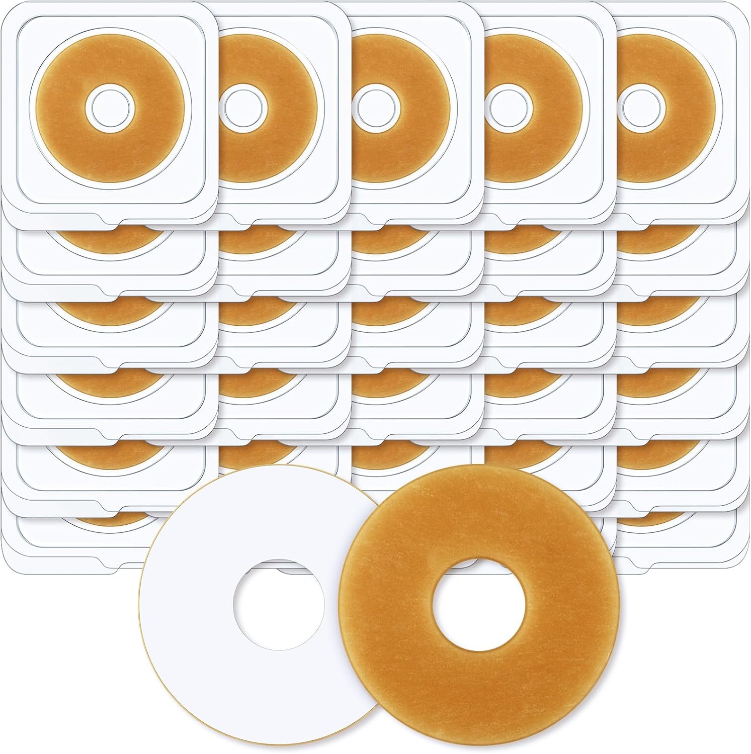 Siifert Ostomy Barrier Rings front view showing thirty count hard plastic storage packaging box