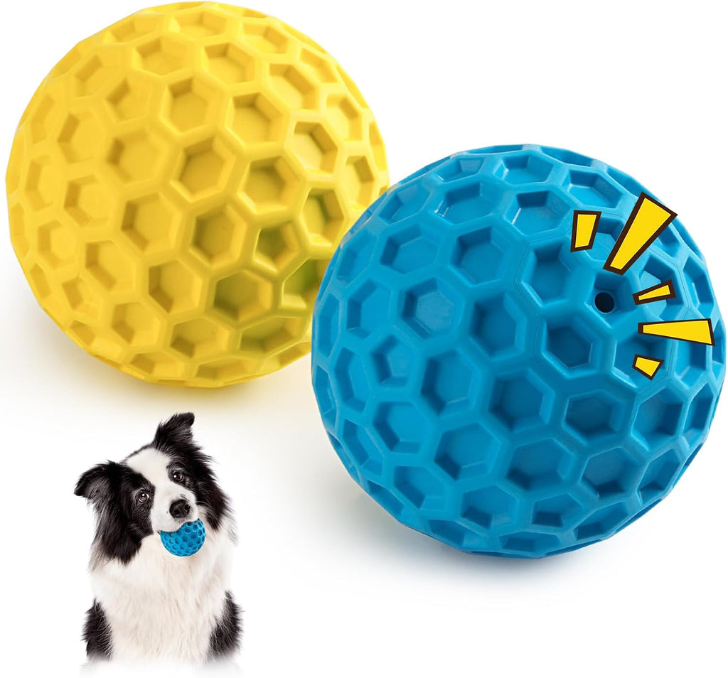 HIPPIH Indestructible Squeaky Dog Toys, Interactive Dog Balls 2 Pack, Chew Toys for Aggressive Chewers, Natural Rubber Puppy Toy for Large/Medium Dogs, Tough Puppy Teething Toy, Relieve Anxiety - Image 13