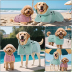 DENTRUN dog robe coat keeping a wet pet warm after an outdoor swimming session