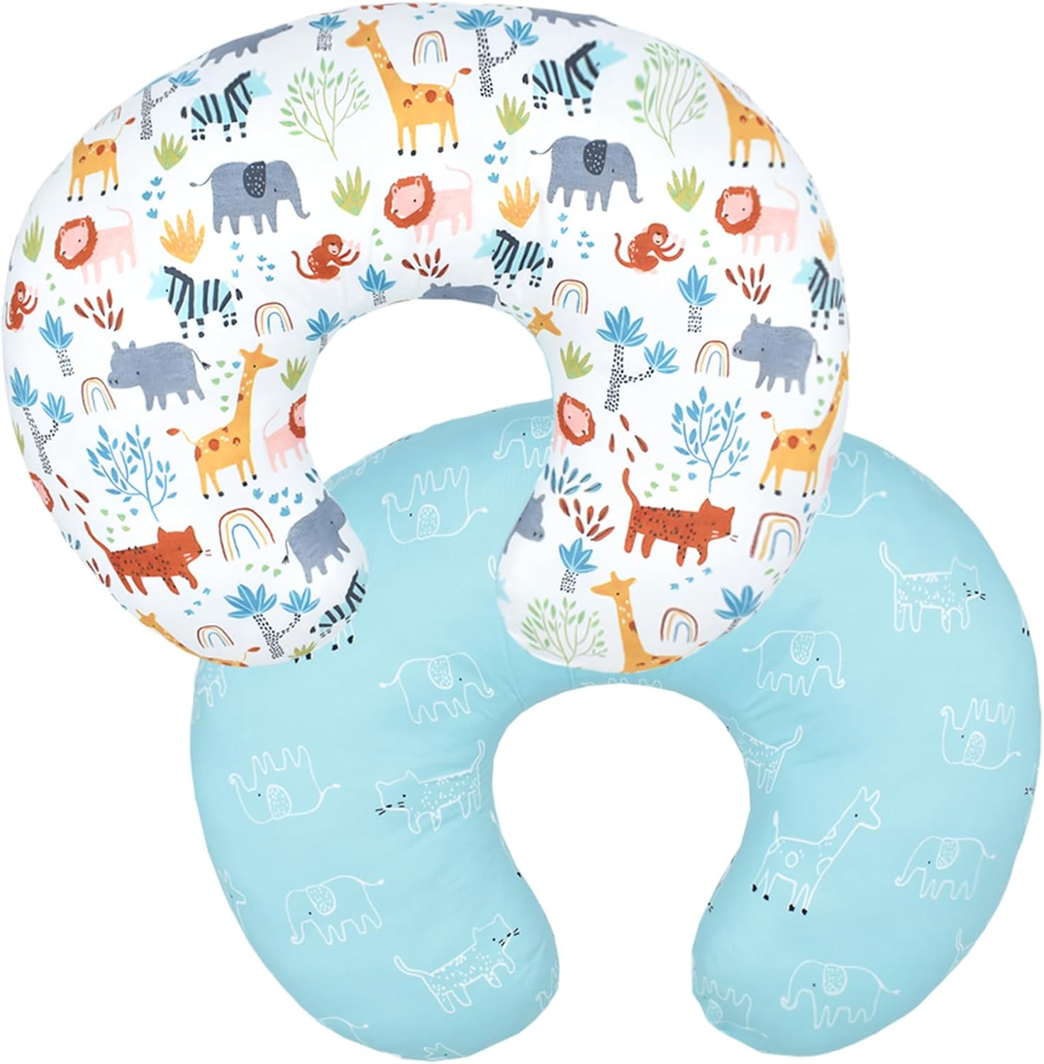 Winmany baby nursing pillow cover front view featuring cute animal pattern