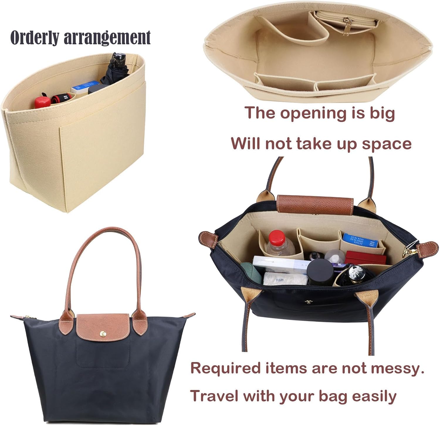 Premium felt material close up on Lckaey handbag organizer insert