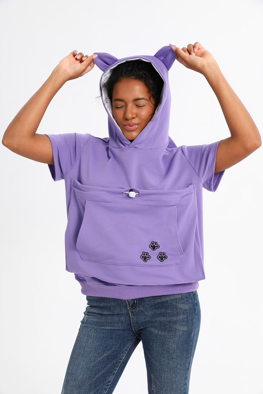 ALYC Pet Pouch Shirt Short Sleeve Kitten Puppy Holder Thin Hoodies Small Animal Carrier Sweatshirt for Women - Image 7
