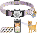 Cute Floral Breakaway Cat Collar with QR Code ID, Cotton Kitten Collar with Bell & AirTag Holder, Adjustable Safety Collar for Cats,Pastoral Style with airtag Holder(Pink) - Image 14
