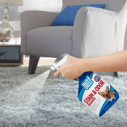 Out Pet Stain and Odor Remover spray bottle for carpet cleaning