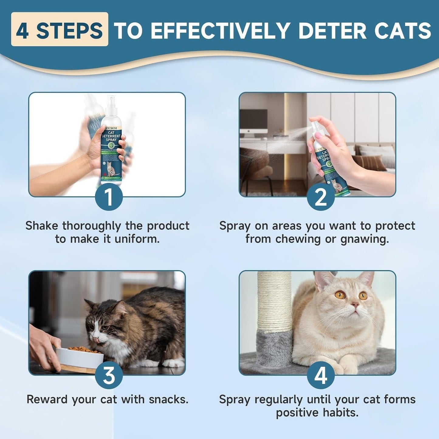 Natural plant extract cat scratch deterrent spray close up look