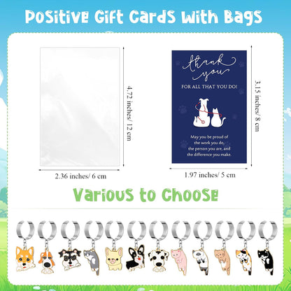 XunYee vet tech assistant gifts set highlighting the included thank you cards and elegant white organza packaging bags