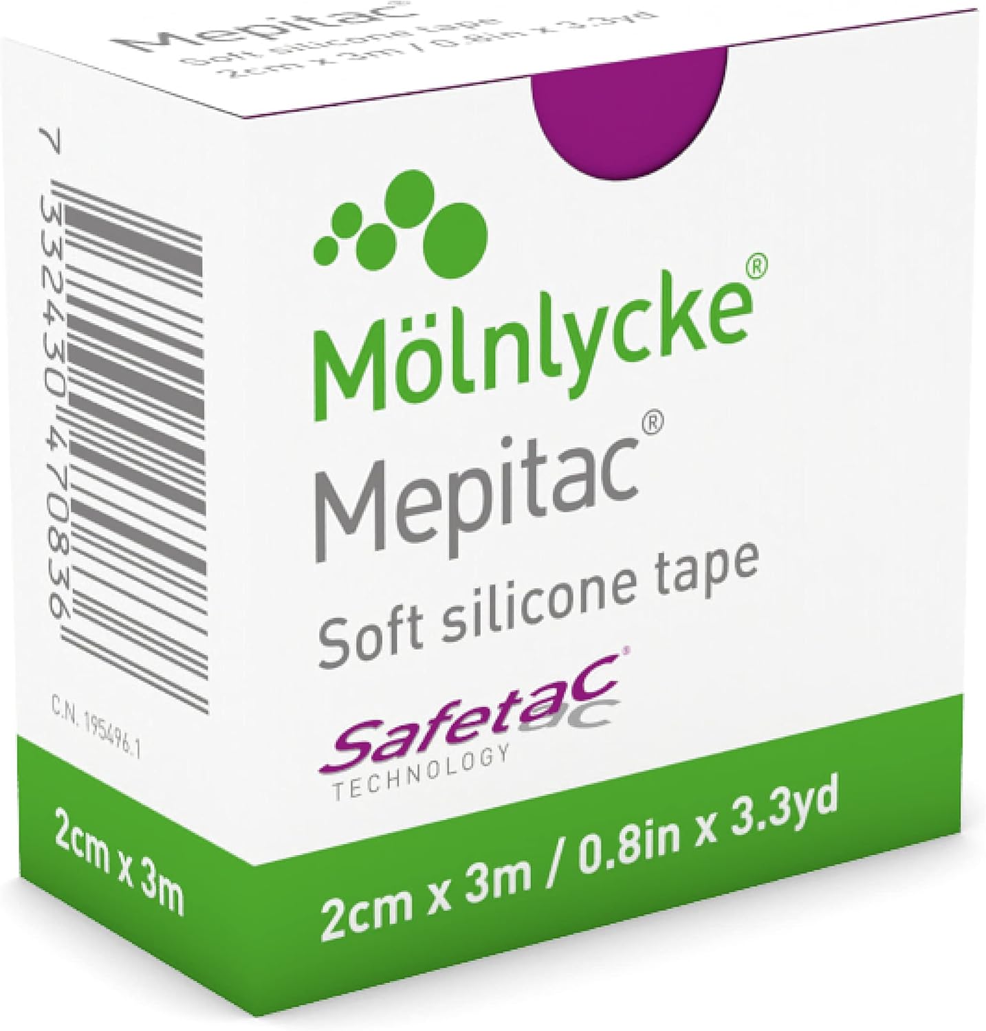 MÃ¶lnlycke Mepitac Soft Silicone Tape front view packaging for sensitive skin medical fixation
