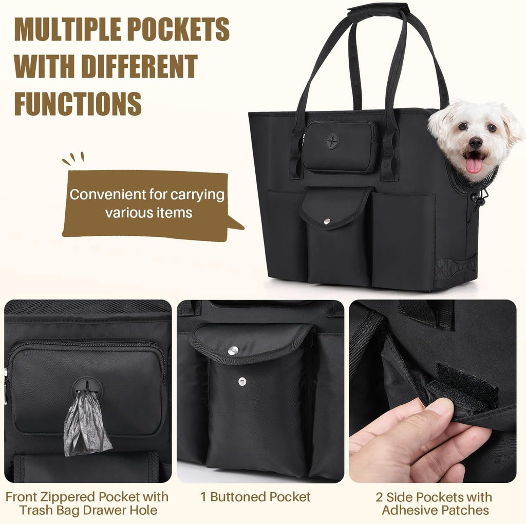 Interior view of SlowTon dog carrier with safety leash