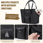 Interior view of SlowTon dog carrier with safety leash
