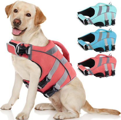 Kuoser Dog Life Jacket with Reflective Stripes, Dog Life Vest for Swimming Boating, Adjustable Pet Lifejackets with High Flotation, Doggie Swimsuit for Small Medium Large Dogs - Image 13