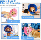 Large dog wearing blue comfortable protective e-collar while sleeping