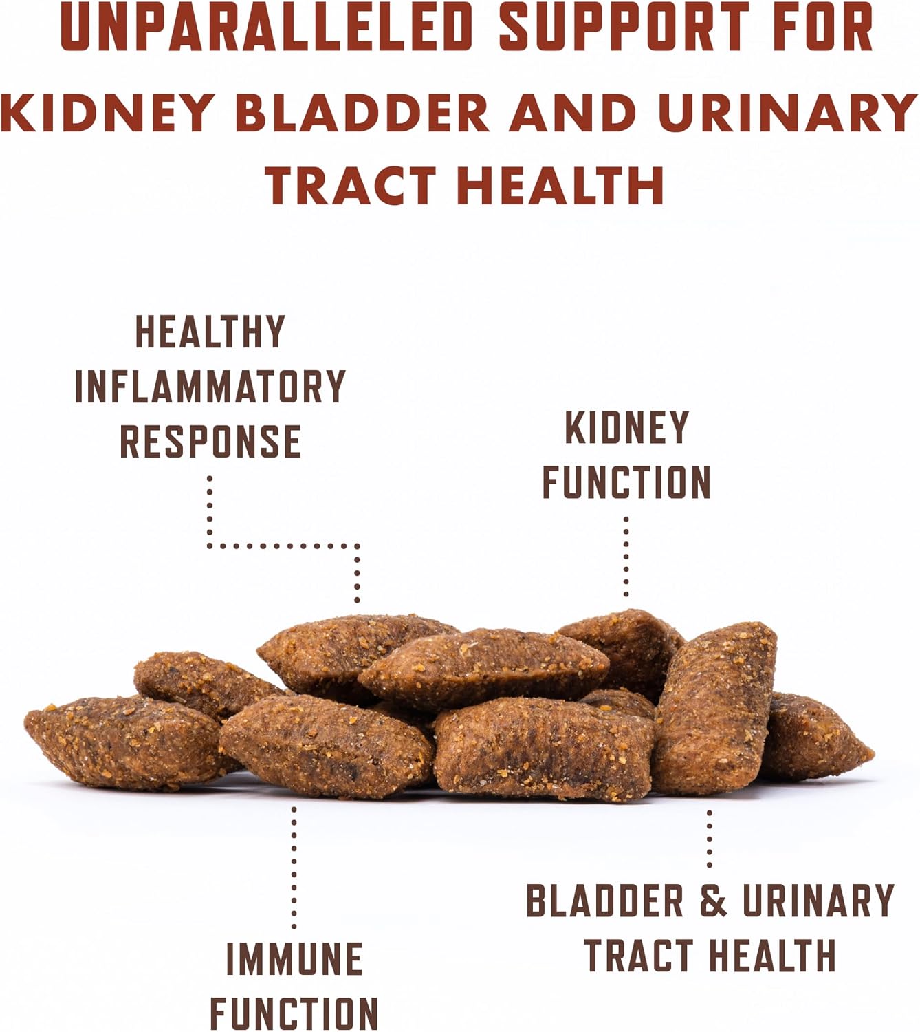 Chicken flavored crunchy chews for feline kidney and bladder health