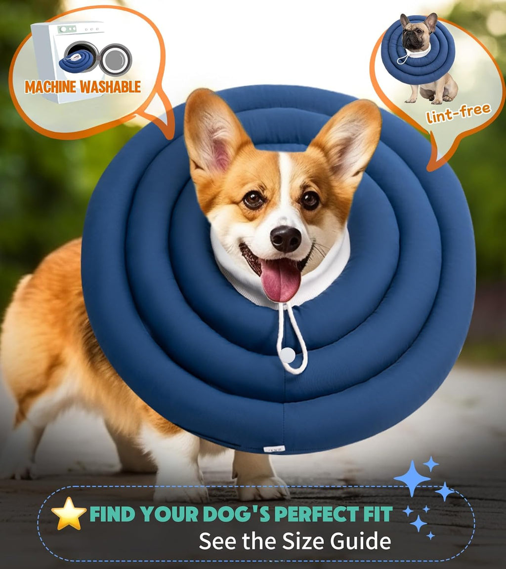 Adjustable dog cone for large dogs being cleaned with a damp cloth easily