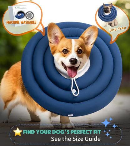 Adjustable dog cone for large dogs being cleaned with a damp cloth easily