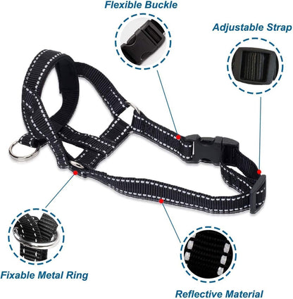 Lepark dog head halter safety buckle and connection point