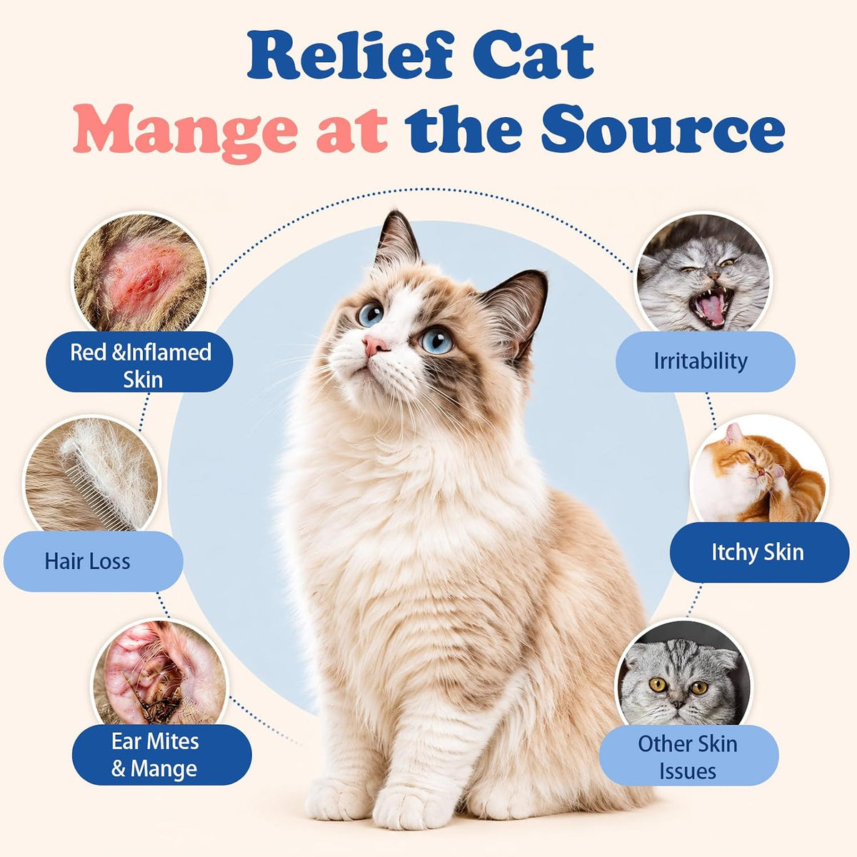 BestLife4Pets cat mange pills supplement for hair regrowth and scabby skin relief