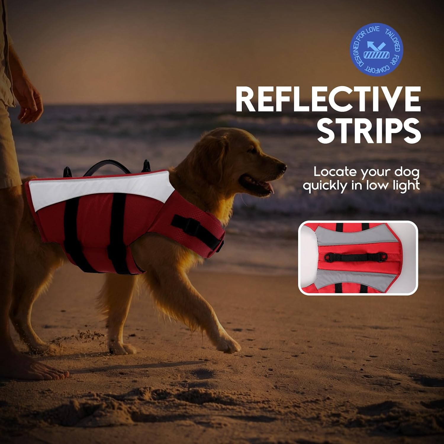 ASENKU dog life vest 2XL sizing thick buoyancy padding illustration
