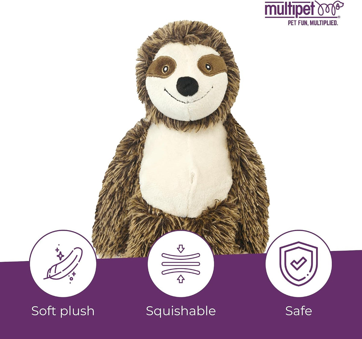 Close up of soft plush fabric on Multipet sloth toy