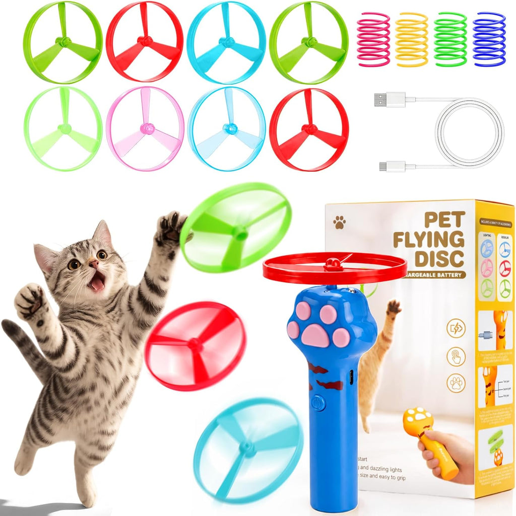 BABORUI Cat Toy Disc Launcher, Rechargeable Interactive Cat Fetch Toy Launcher with 8 Flying Discs, Flying Enrichment Toys for Indoor Bored Kittens & Adult Cats (Yellow) - Image 12