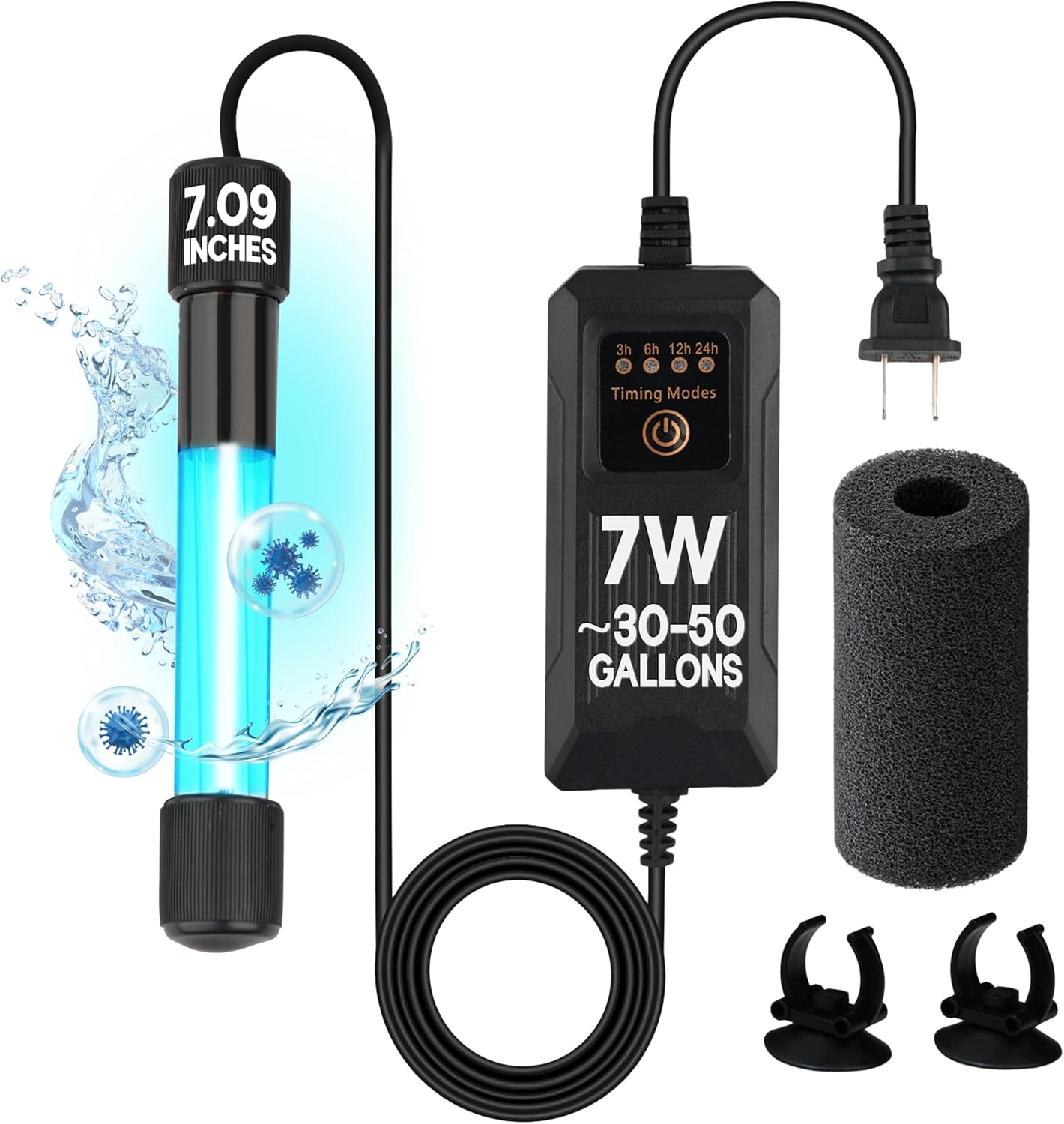 3W Mini UV Light for Aquariums with 4 Timer Modes | UV-C Clean Light for Use in Sump Areas, Filters, Top Filter Boxes & Small Ponds - Keeps Fish Tanks Clear & Healthy - Image 11