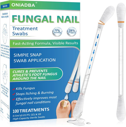 Oniadba Fungal Nail Treatment Swabs 100 Count front packaging with extra strength label.