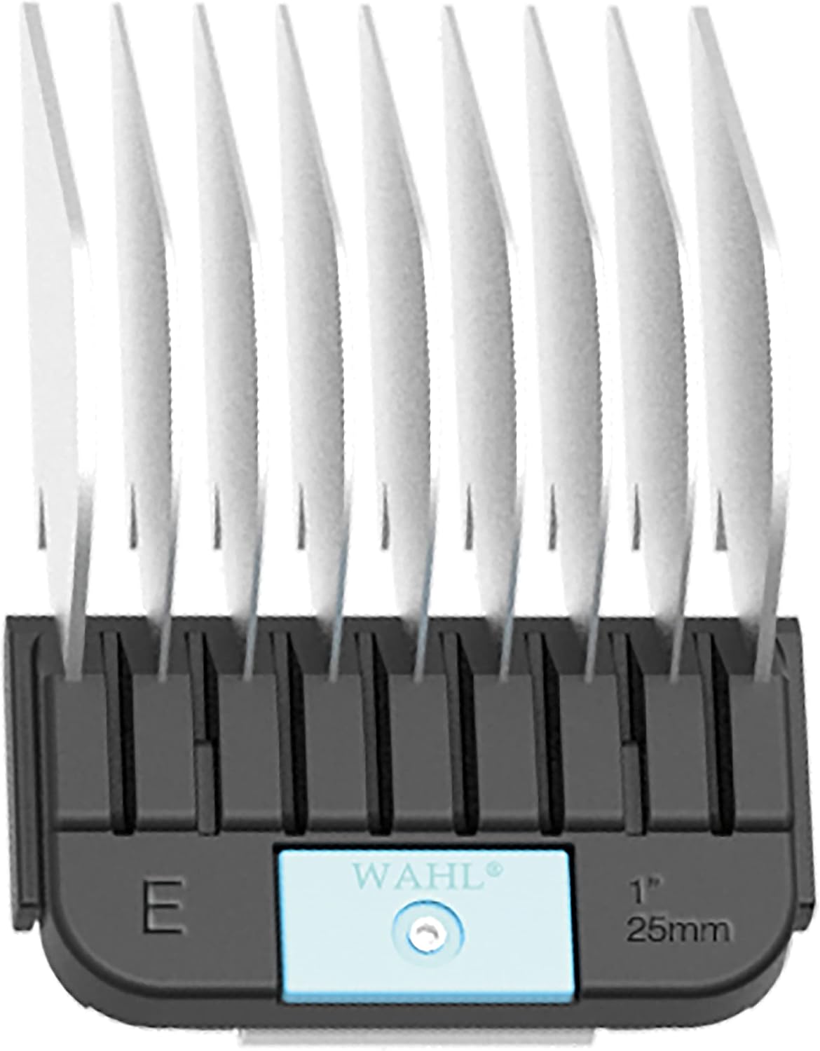 Close up of the rounded safety tips on the professional animal grooming comb.