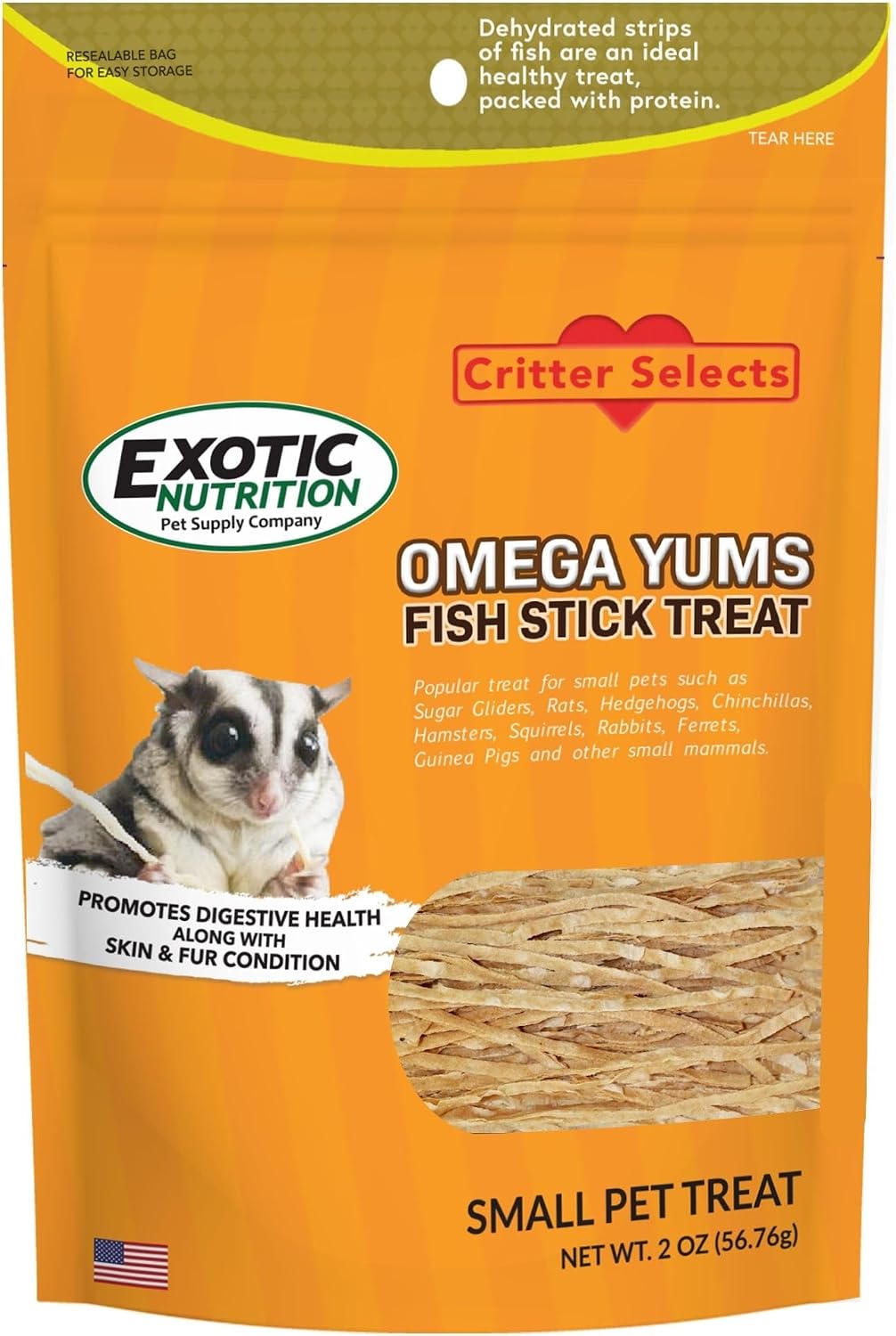 Exotic Nutrition Omega YUMS Fish Stick Treat for Sugar Gliders | All Natural Strips Made with Real Fish (0.6 oz) - Image 10