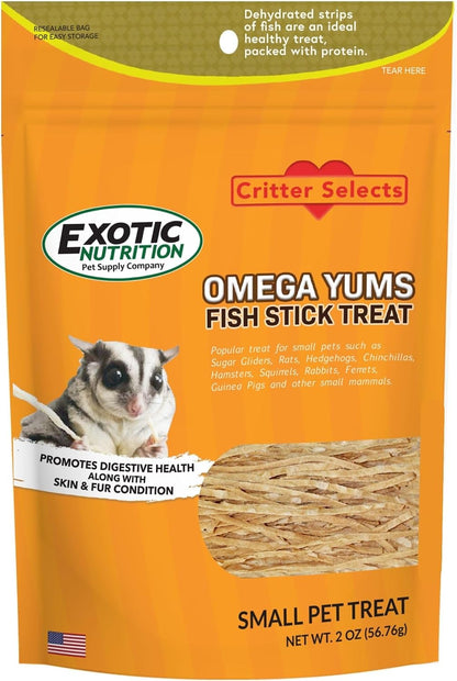 Exotic Nutrition Omega YUMS Fish Stick Treat for Sugar Gliders | All Natural Strips Made with Real Fish (0.6 oz) - Image 10