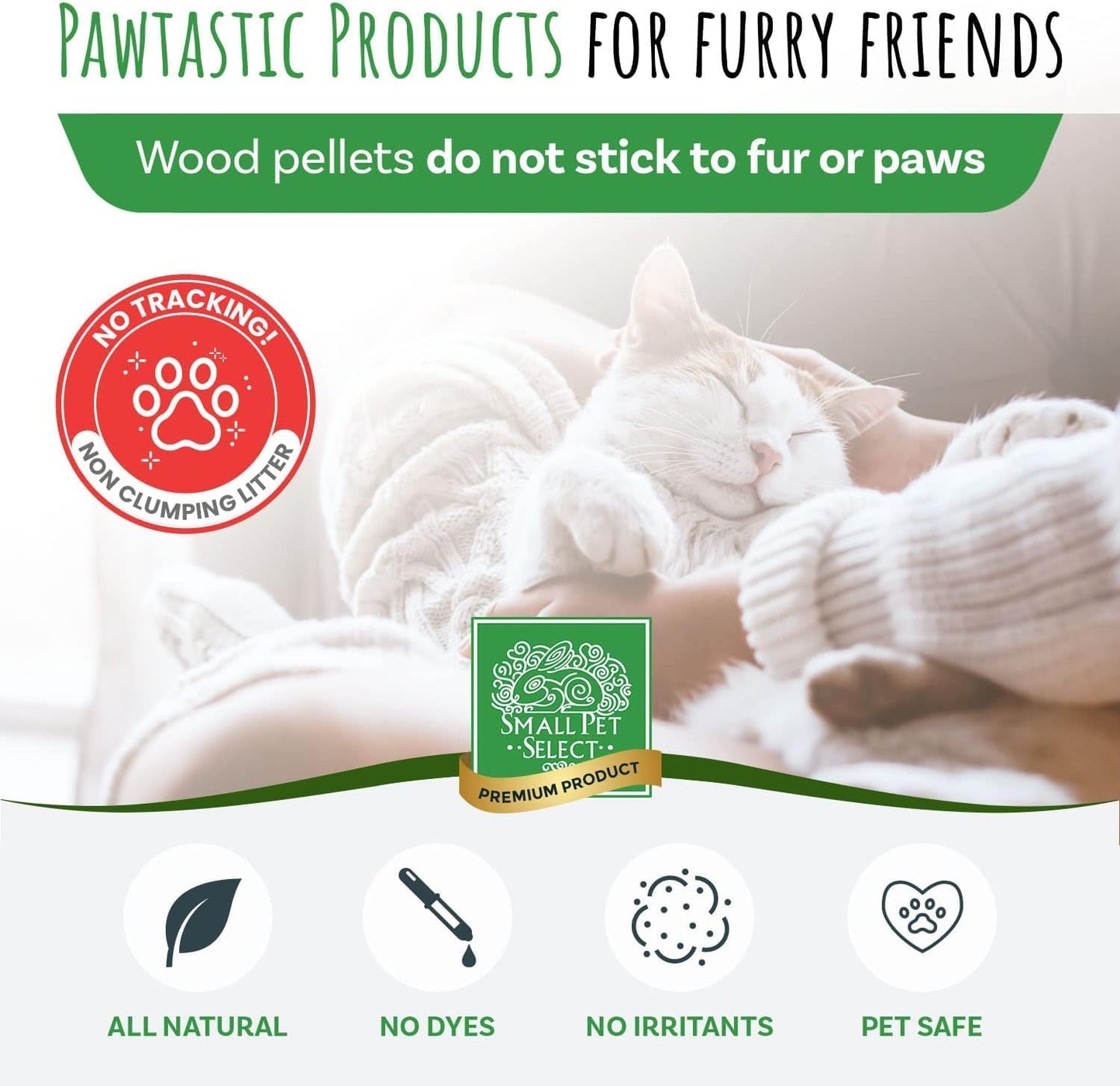 Small Pet Select 20lb packaging showing USA made label