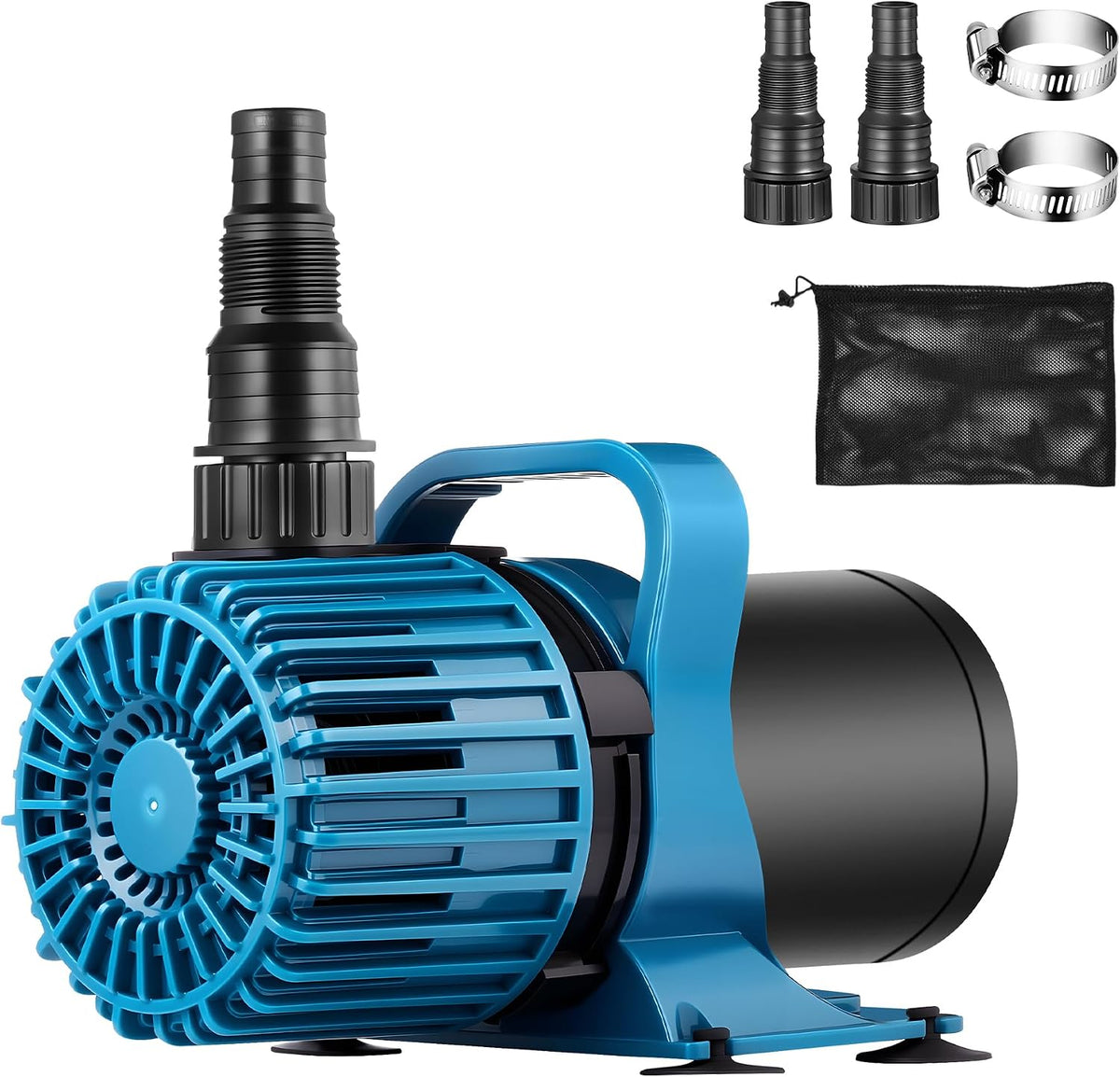 TONGCHANT Submersible Pond Pump front view showing the blue housing and intake grill.