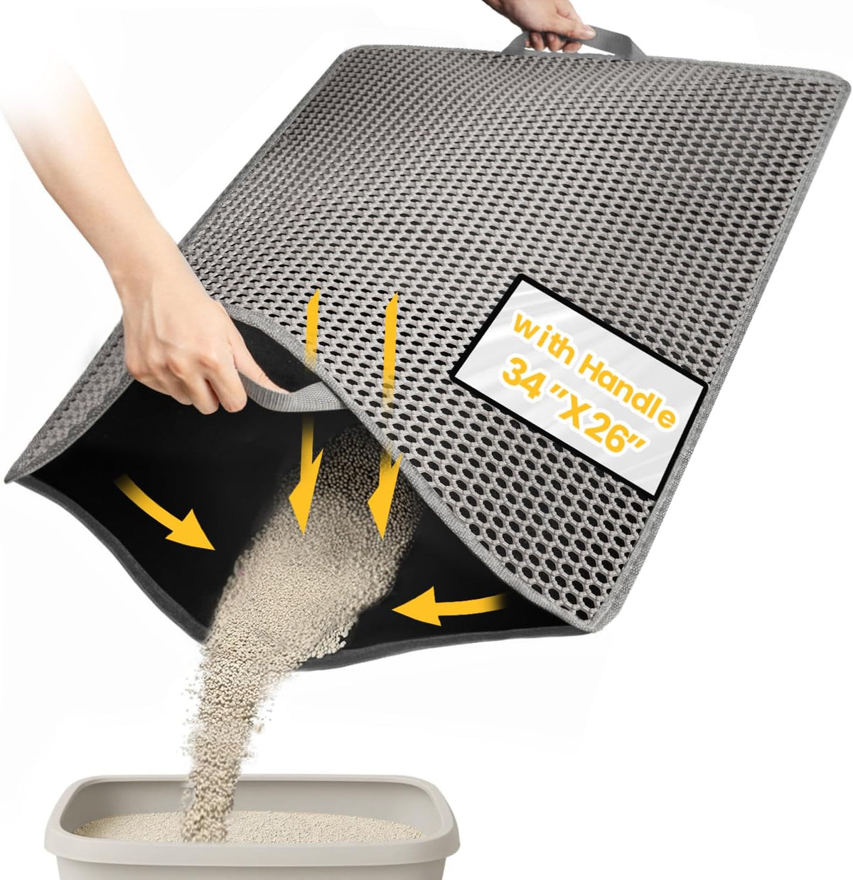 Cat Litter Mat Compact Size 23.6"x14.6" for Small Spaces, Upgrade Waterproof Leakproof Back Layer, Honeycomb Trapping Mat, Washable, Easy to Clean, Scatter Control Kitty Litter Matt, Black - Image 15