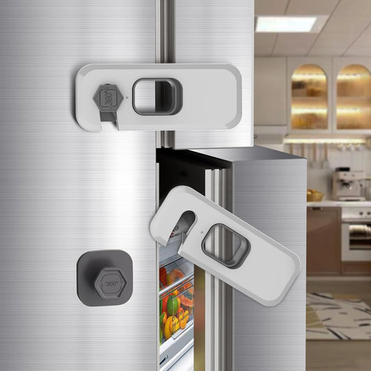 Wilbeva 2 pack fridge locks front view child safety