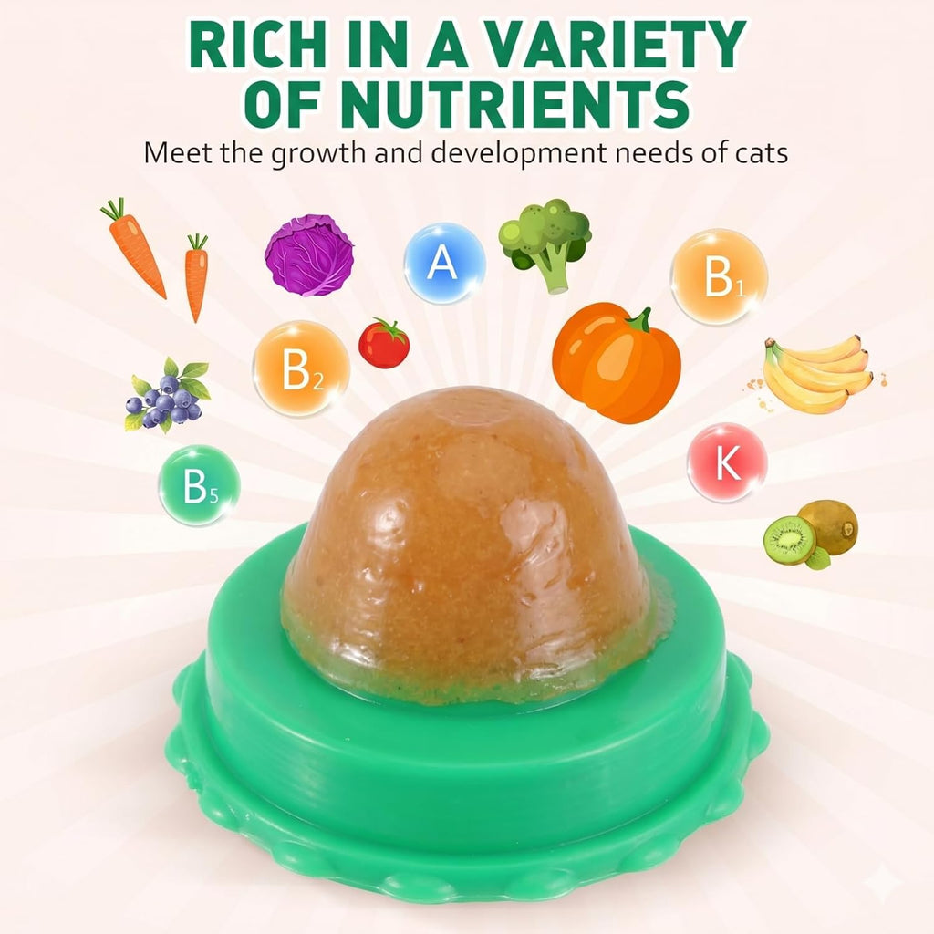 Nine pieces of Balacoo pet snack candy balls arranged to display the natural edible catnip formulation
