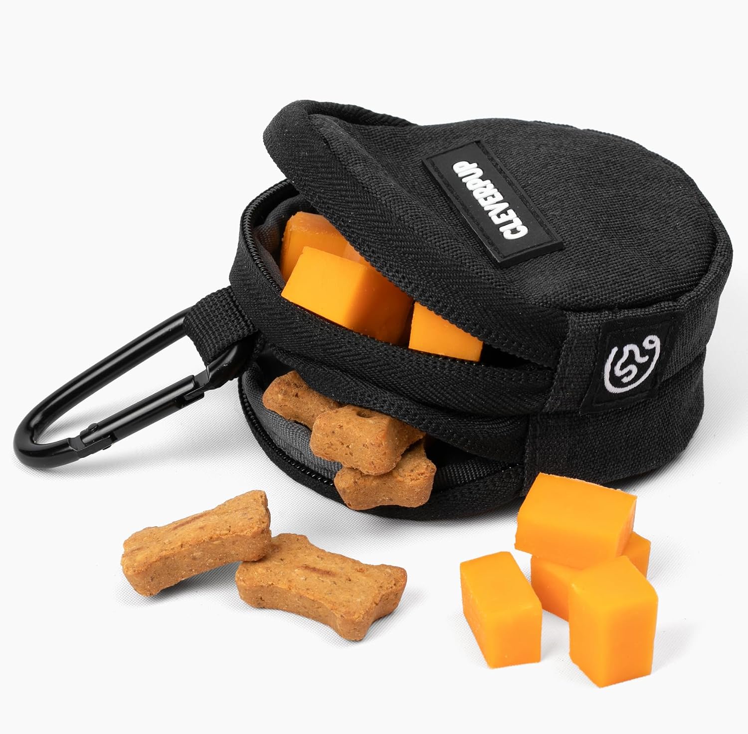 Cleverpup Snackpack double insulated dog treat pouch graphite front view