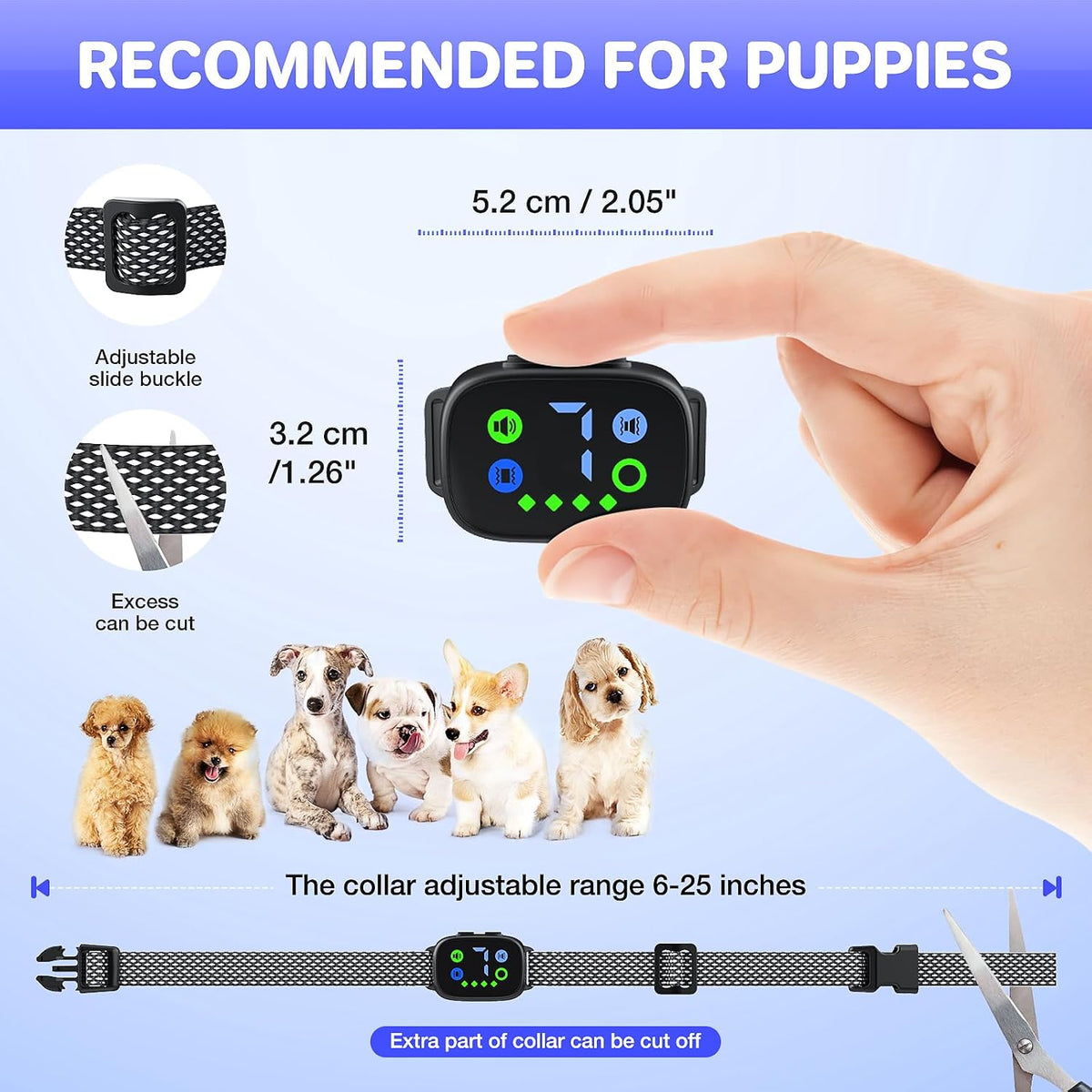 Feycig dog collar showing size adjustability