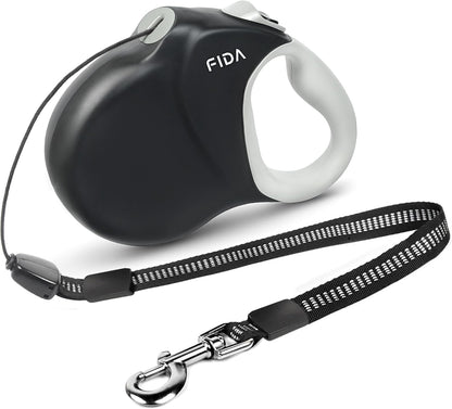 Fida 30ft retractable dog leash black front view