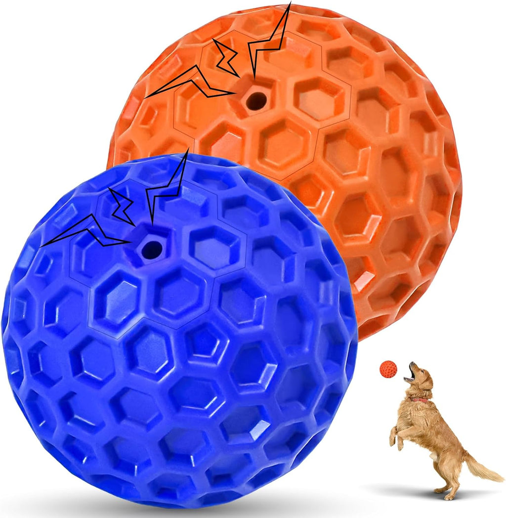 Aggressive chewer dog toy ball with internal squeaker